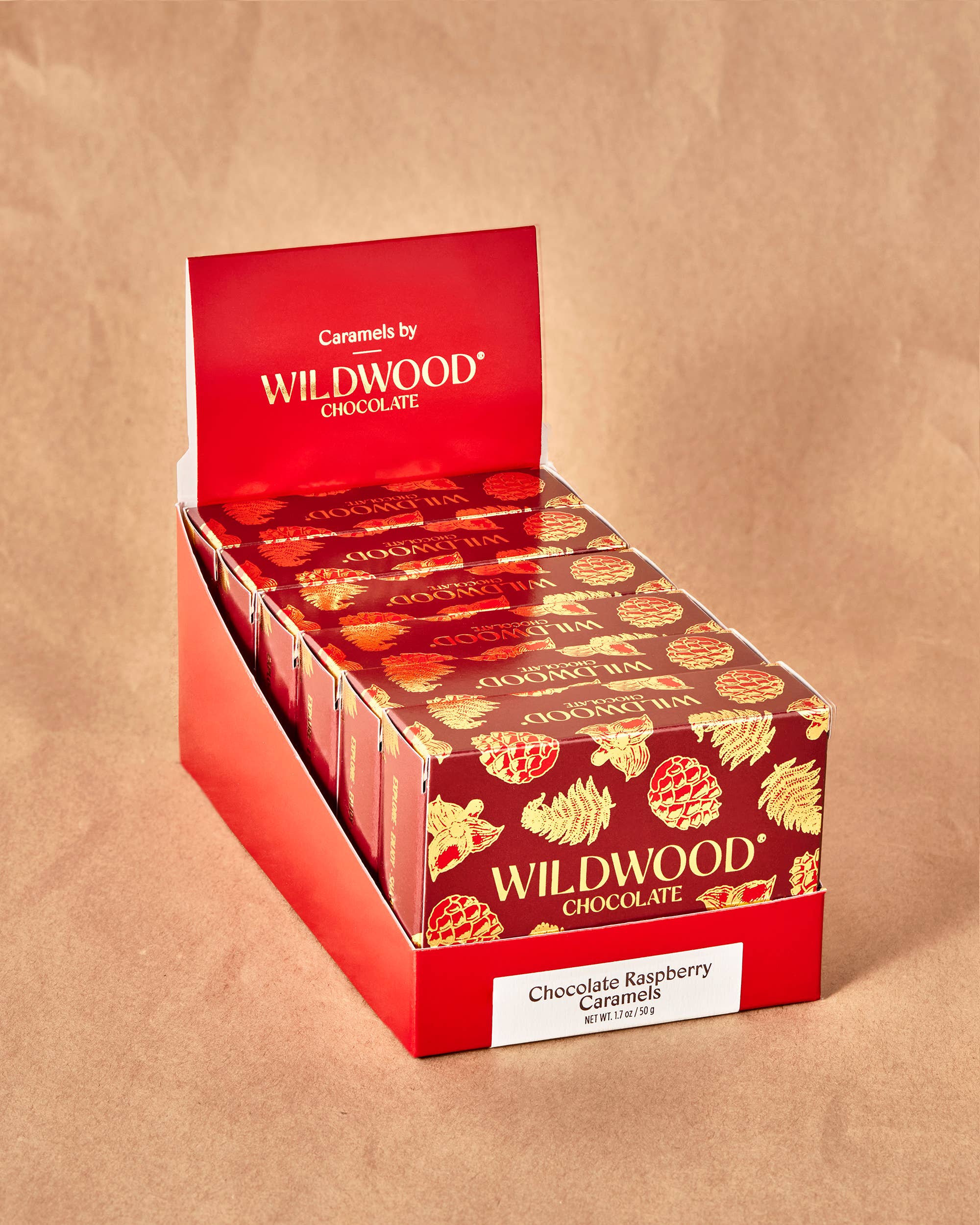 Wildwood Chocolate - Wholesale Chocolate Box - Chocolate Raspberry Caramel - Small Box Case 5