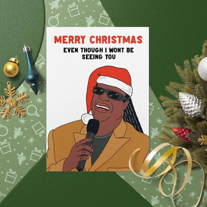 Stevie Wonder - Divertente Biglietto di Natale! per la vendita all'ingrosso da parte di Fyne Print
