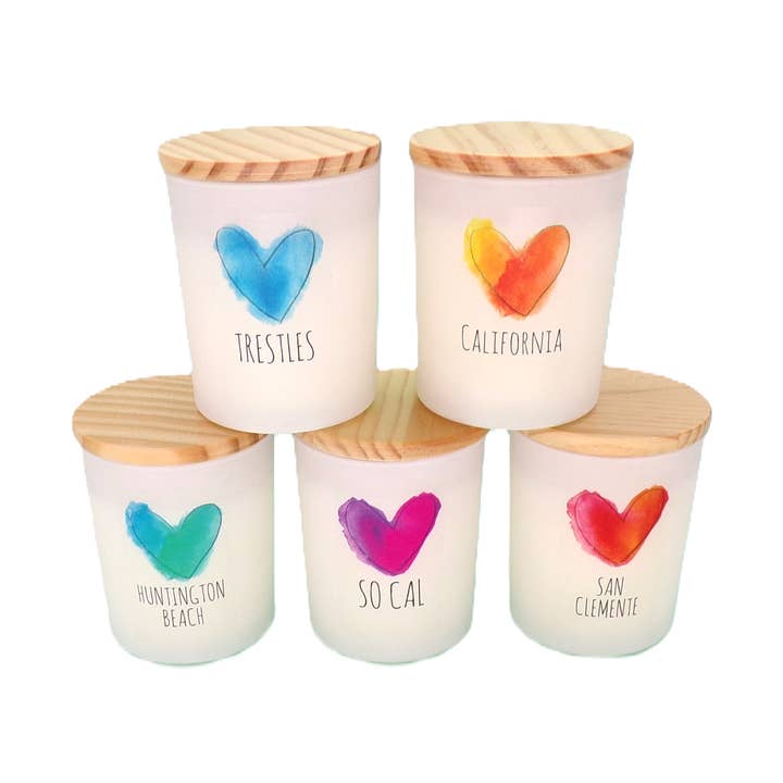 Terra Vela - Wholesale Jar/Filled Candle - Custom Label Soy Candle - Purple/Pink Heart, Island Bouquet1