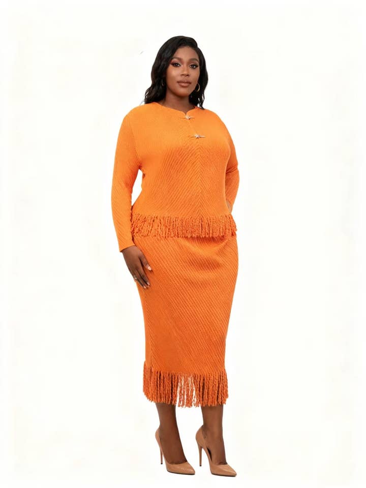 Heritage Fringe Skirt Set - 83019 for wholesale by For Her NYC