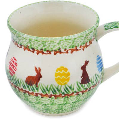 Bubble Mug 13 oz Chocolate Bunny Theme for wholesale by Polmedia Polish Pottery