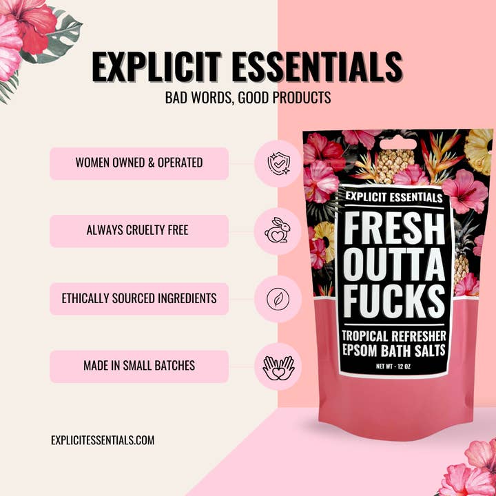 Explicit Essentials - Wholesale Bath Salts - Fresh Outta Fucks Bath Salts 12oz Bag 1