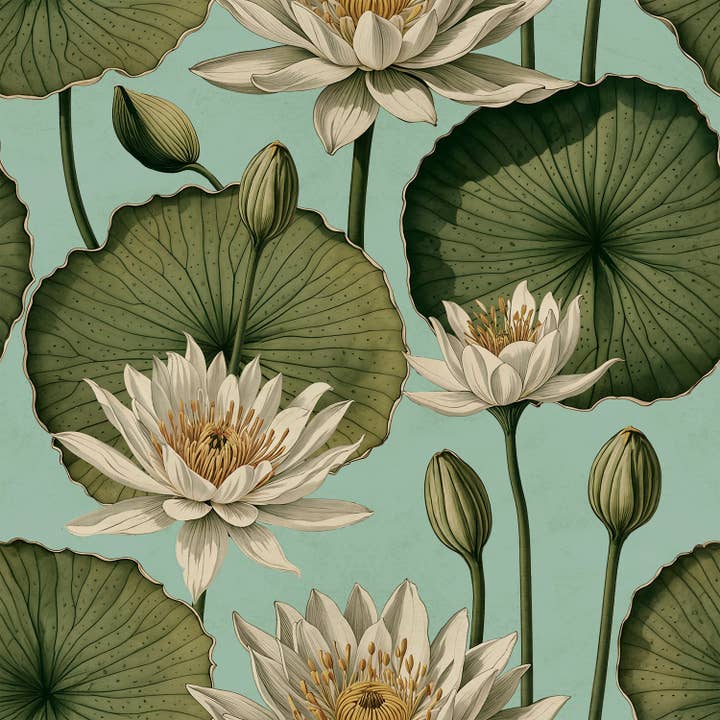 Lily Pad - Aquatic Wallpaper for wholesale by Detroit Wallpaper Co.