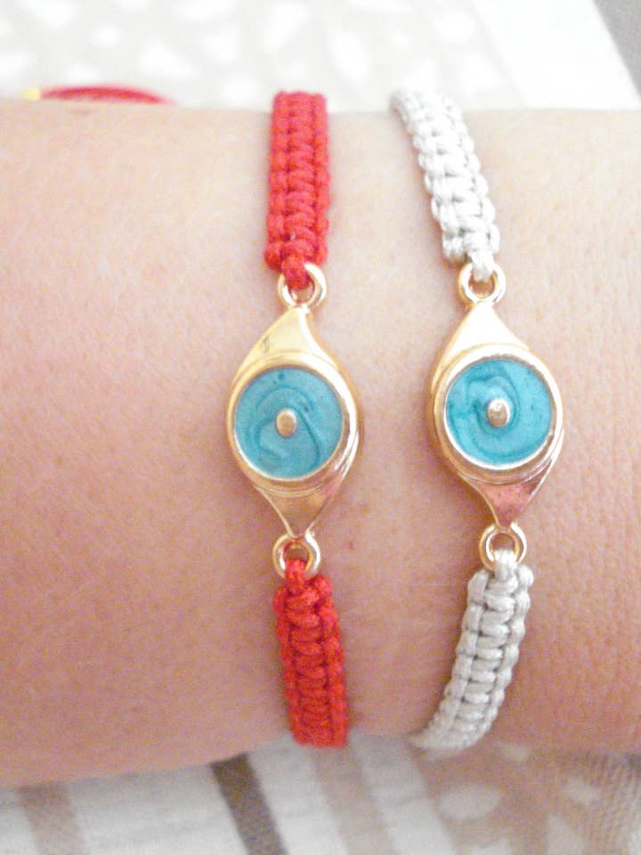 Turkis emalje Evil Eye armbånd for engroshandel hos Kalliopi P. Giannoula - Poppygshop