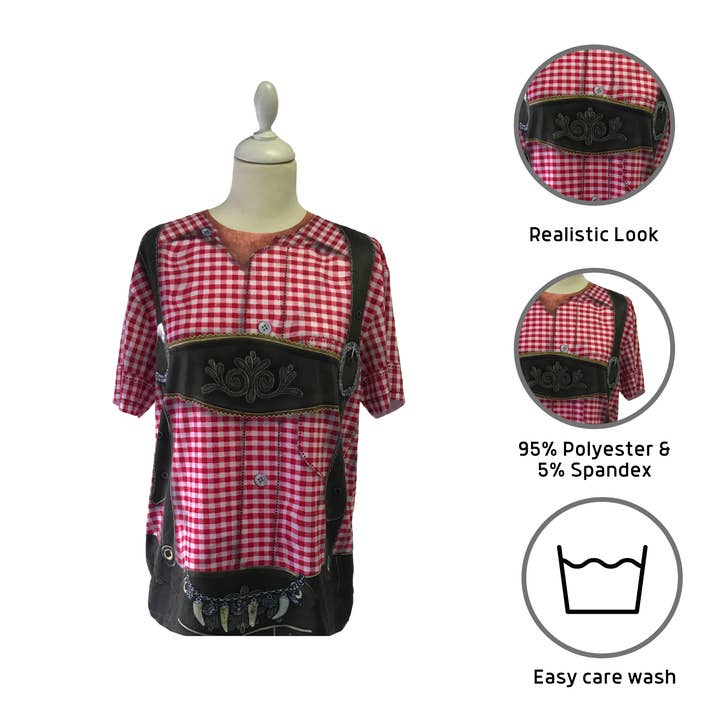 European Heritage Gifts - Wholesale Costume - Kids - Oktoberfest Costume Youth Lederhosen Realistic Faux Shirt