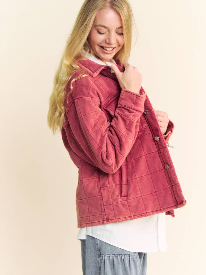 Davi & Dani - Wholesale Jacket - Women's - PLUS POCKET BUTTON FRONT SHACKET SHIRT JACKET3