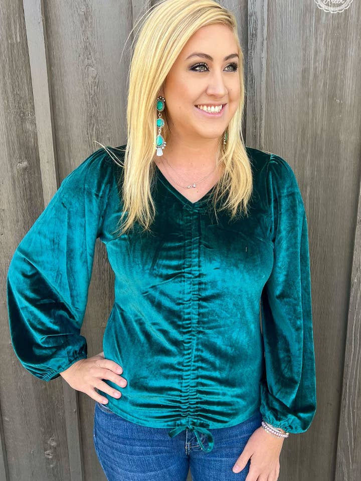 Sterling Kreek - Wholesale Blouse - Women's - Texas Twist Emerald Green Top
