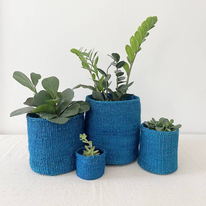 Amsha - Wholesale Plant Pot - Storage Plant Basket: Teal Blue