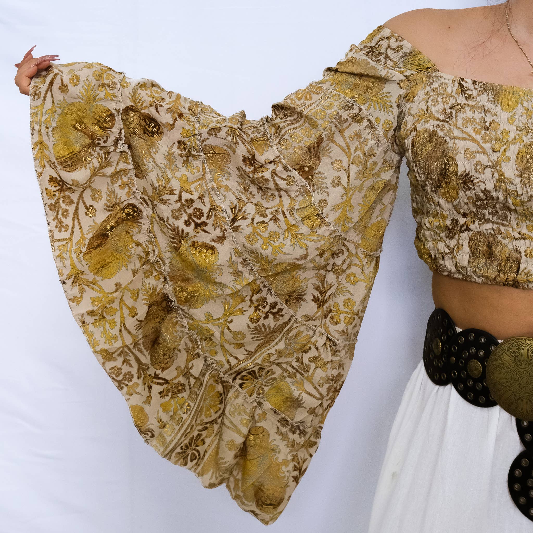 Karma Nepal Crafts - Wholesale Blouse - Women's - Bohemian Flowy Long Ruffle Sleeve Top10