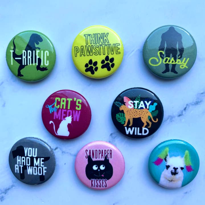 Kate's Magnets - Wholesale Lapel Pin/Button - Animal Button Tin of 200 1" Buttons3