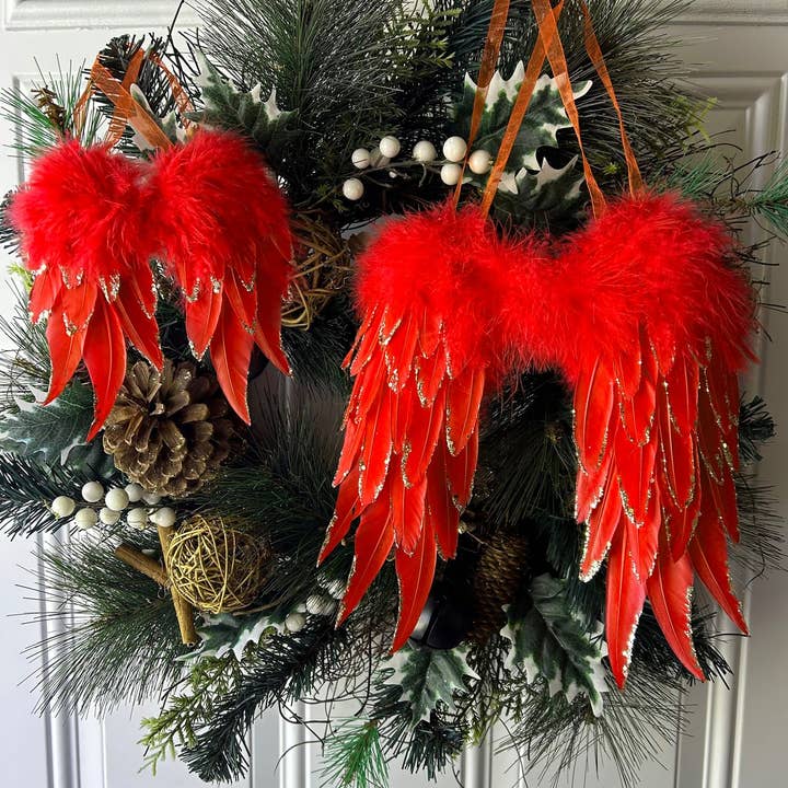Zucker Feather Products - Wholesale Ornament - Red Feather Angel Wing Ornament1
