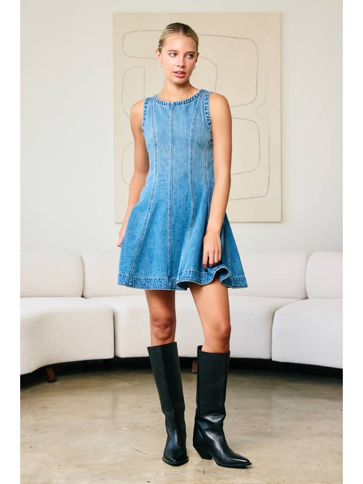 Denim Circle Mini Dress - RD1197 for wholesale on Faire5