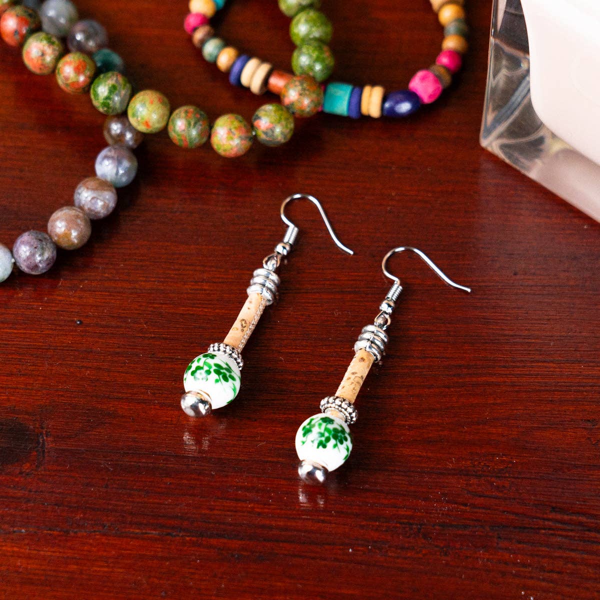 Meninas Bonitas Cork - Venta al por mayor Pendientes colgantes - Pendiente de corcho Pendientes originales hechos a mano para señora-ER-134-MIX-51