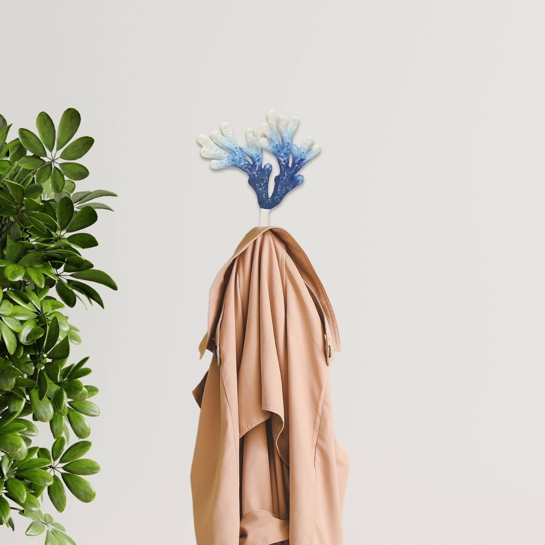 Cheungs Home Decor - Wholesale Wall Hook - Solva Blue & White Coral Cast Iron Wall Hook2