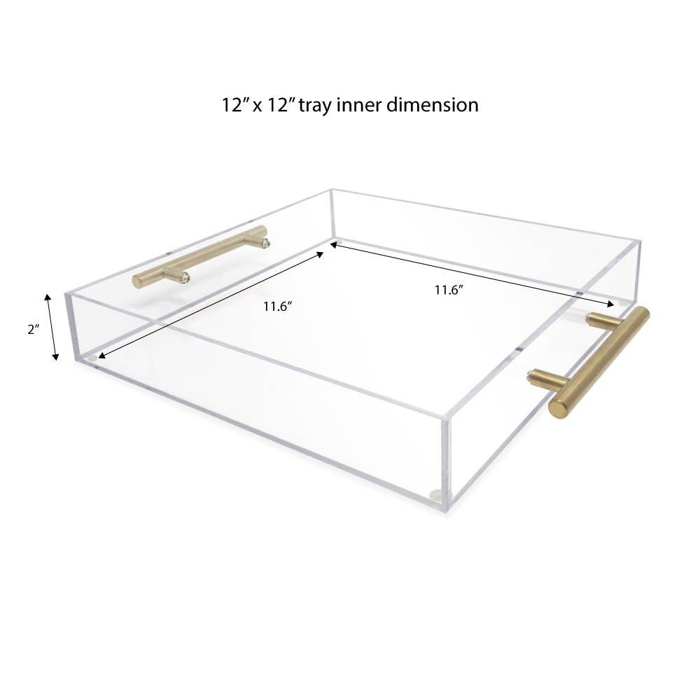 Isaac Jacobs International - Wholesale Serving Tray - Isaac Jacobs Clear Acrylic Serving Tray with Metal Handles21