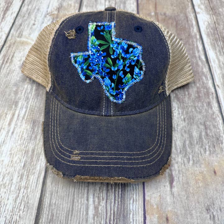 Sweet Texas Treasures - Wholesale Trucker Hat - Unisex - Bluebonnet Dirty Trucker Hat8