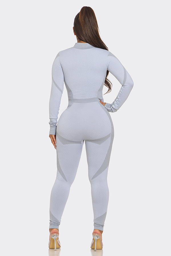 Lime All the Time - Wholesale Jumpsuit - Women's - Waffle Half Zip 2 Tone Bodycon Jumpsuit3