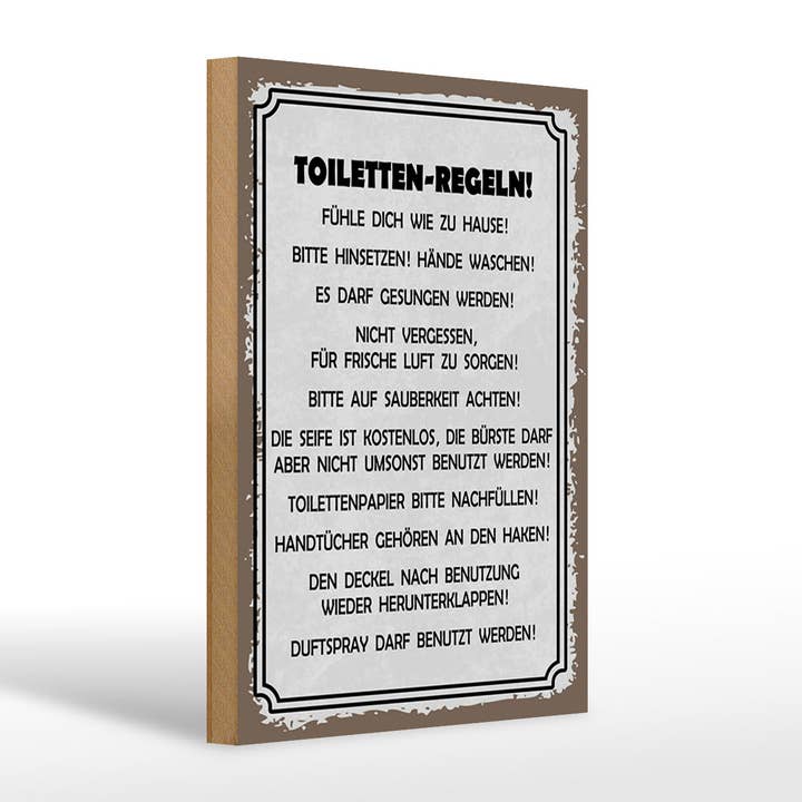 Wooden Sign Notice 20x30 cm Toilet Rules Decor Sign for wholesale by Femer