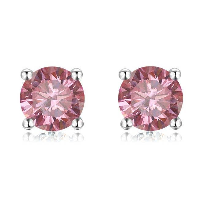 Orecchini a lobo in argento sterling 925 con moissanite rosa creata per la vendita all'ingrosso da parte di FCJ Jewelry LLC