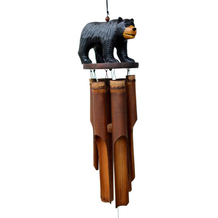 Black Bear Bamboo Wind Chime for wholesale by Cohasset Gifts