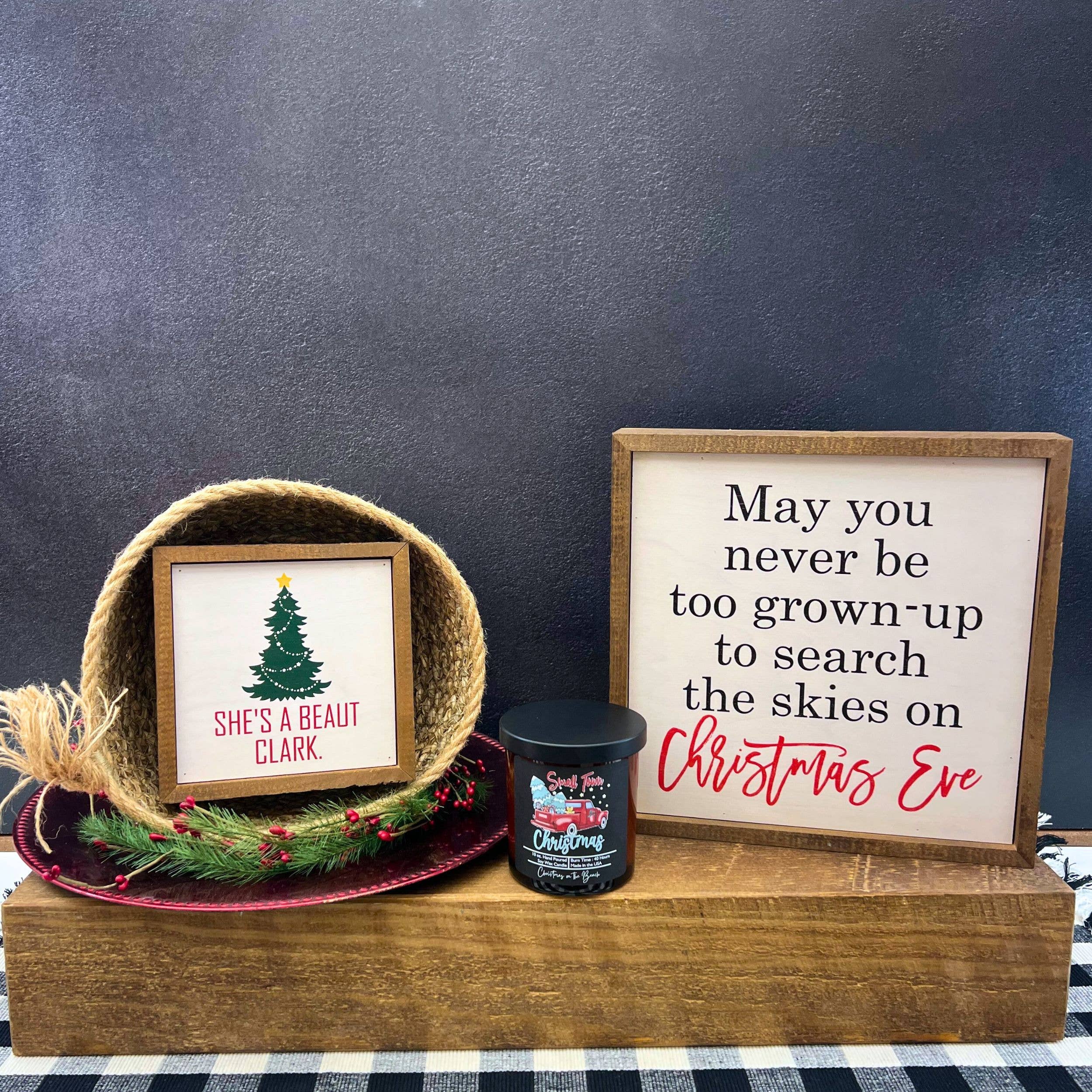 Driftless Studios - Wholesale Sign - 6x6 She's A Beaut Clark Christmas Signs - Farmhouse Signs2