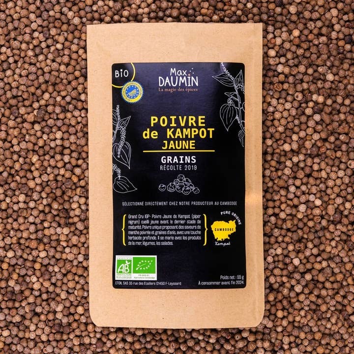 Organic Kampot yellow pepper & IGP for wholesale by Epices Max Daumin