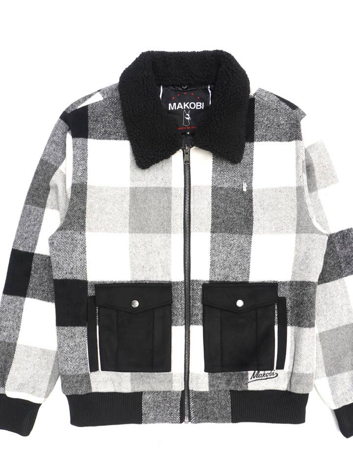 M1015 Dario Wool Plaid Jacket - Black for wholesale by Makobi