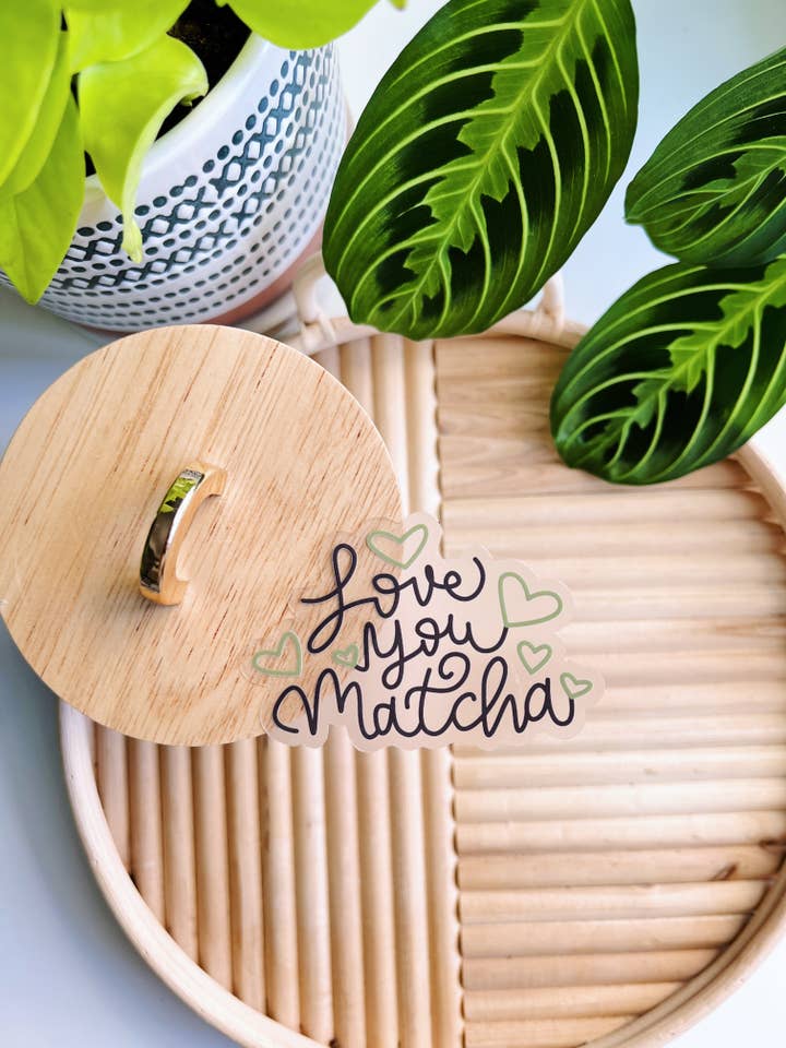 Elsker dig så Matcha Clear Vinyl Sticker for engroshandel hos Matcha Paper Co.