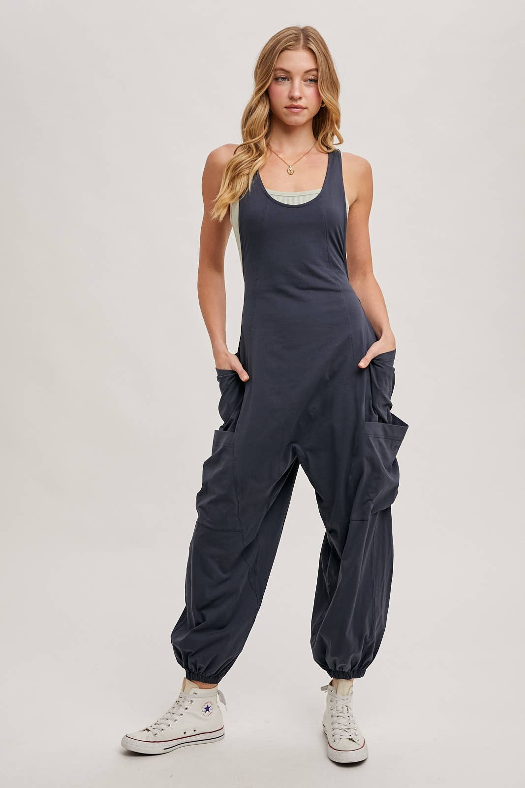 Bluivy - Wholesale Jumpsuit - Women's - RELAXED FIT BEGGY PANTS JUMPSUIT WITH POCKETS5