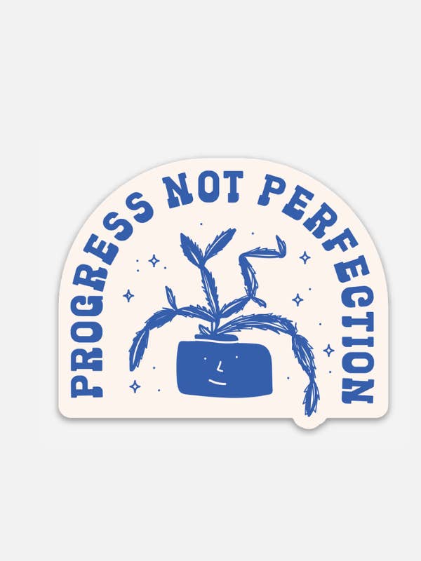 framsteg, inte perfektion blå | klistermärke för wholesale av Ramble & Company