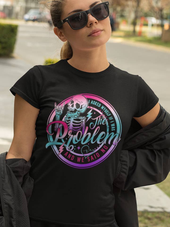 "I asked myself, We said No" funny skeleton shirt/sweatshirt for wholesale by Zombie Paws