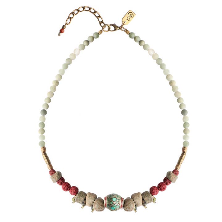 EVA Green Line Quartz & Lava perlehalskæde for engroshandel hos Julie Bessette