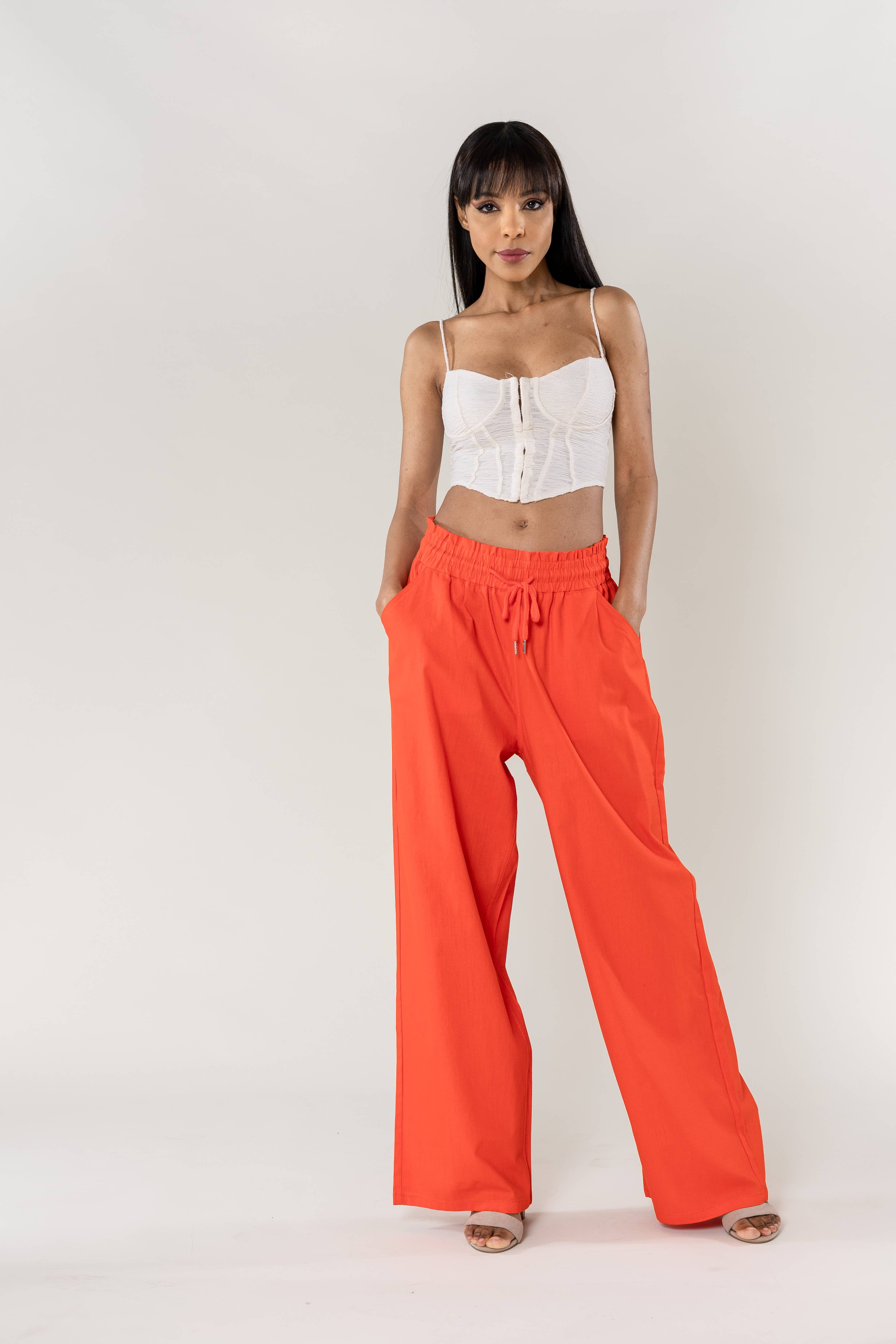 Nina Carter - Wholesale Pants - Women's - Nina Carter linen-style pants with elastic waistband A00119