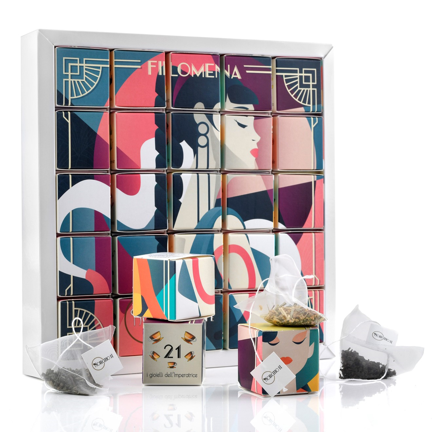 Antico Caffè Novecento – Engroshandel Teposer – Filomena Assorterede Te- og Urteinfusioner 25 Pyramidefiltre0