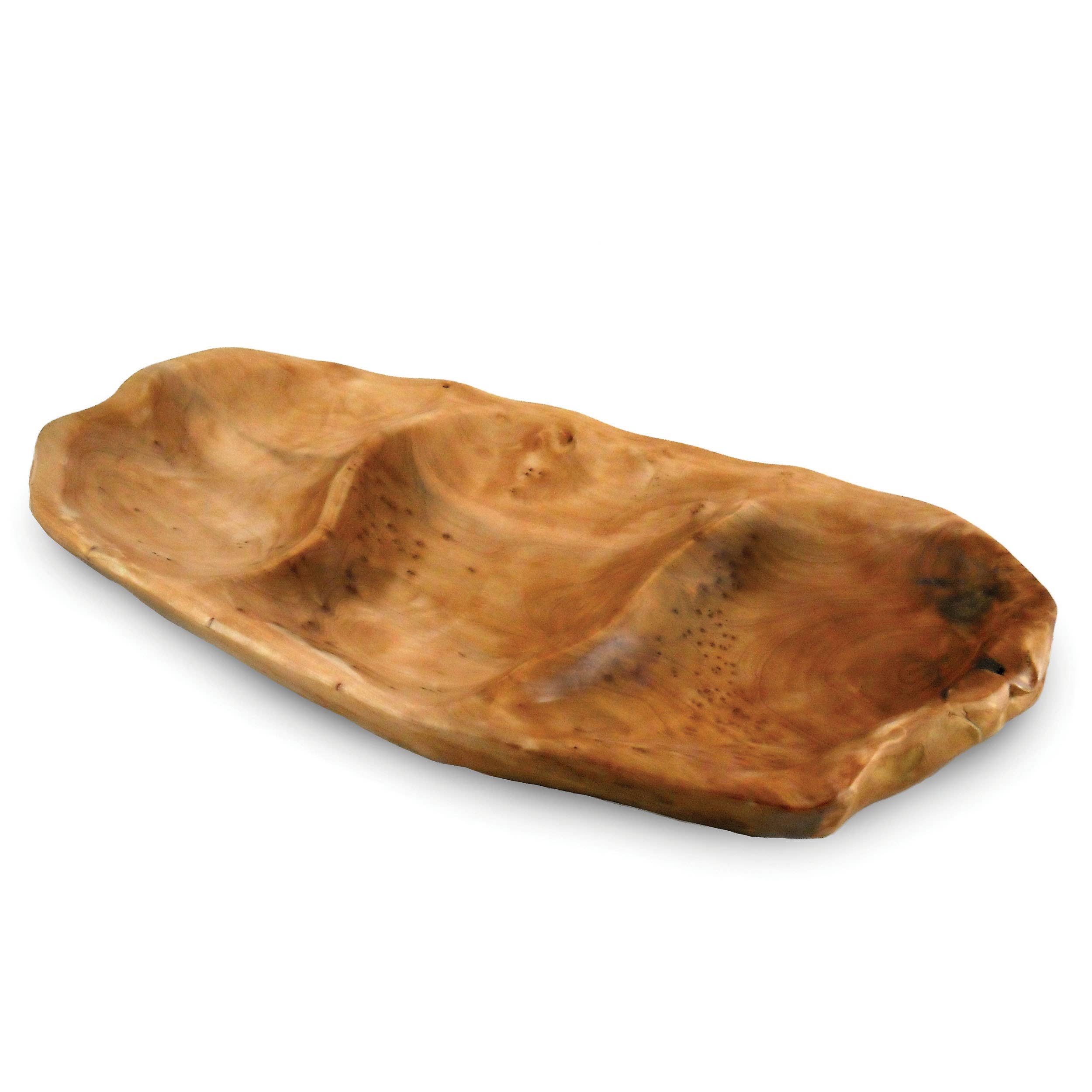 Enrico – wholesale Tallrik – Rotträ 3-sektionsfat 14" x 7" – Rustik serveringsbricka3