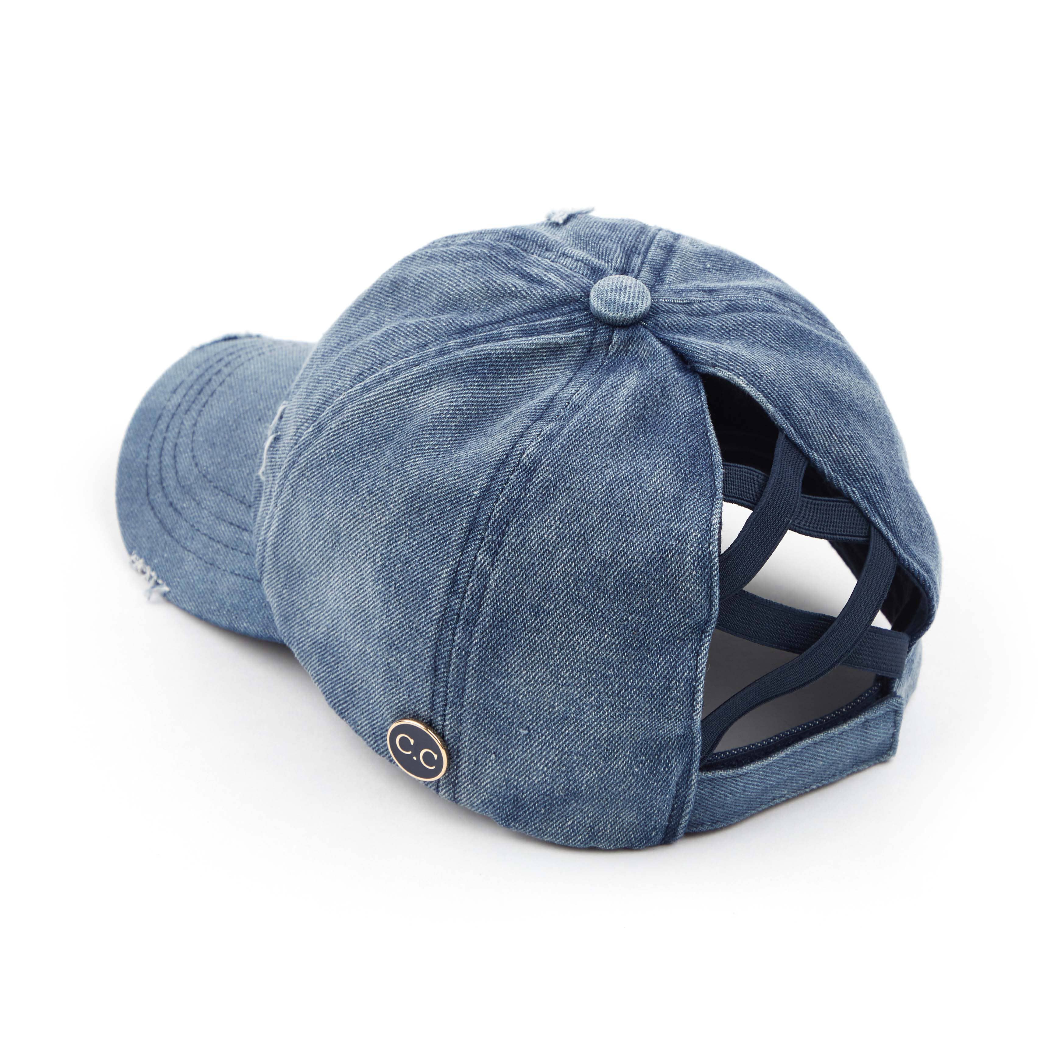 Hana - Wholesale Baseball Cap - Women's - C.C Washed Denim Criss-Cross Pony Cap11