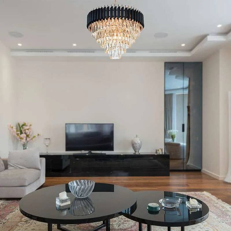 Ledsone - Wholesale Chandelier/Hanging Light - Black and Gold Hanging Crystal Chandeliers Light Fixture ~480322