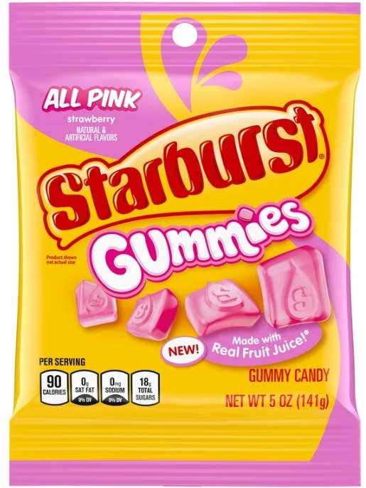 (S6-06) Sac à pinces à linge - Bonbons gélifiés Starburst - Tout rose 5oz (141g x12 unités) pour la vente par iSweet.ca