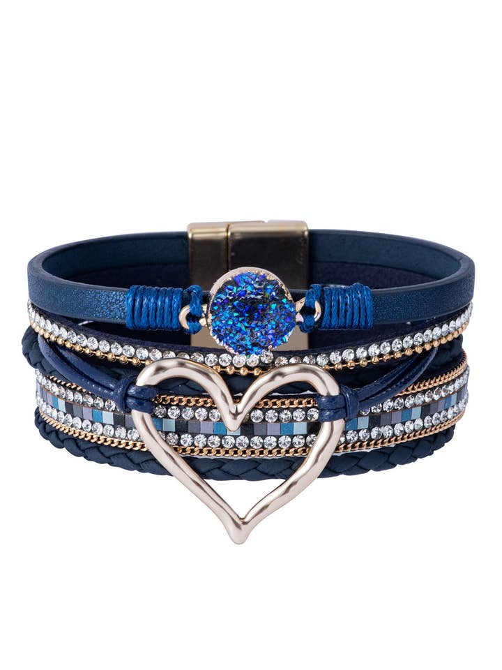 Heart Multilayer Magnetic Bracelet AB12816 for wholesale by Ole