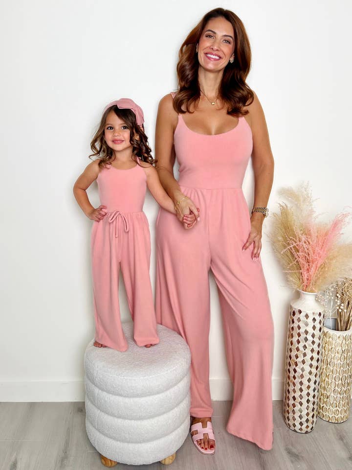 Mommy And Me Blushing Beauties Pink Jumpsuit for wholesale by Mia Belle Girls • Wholesale