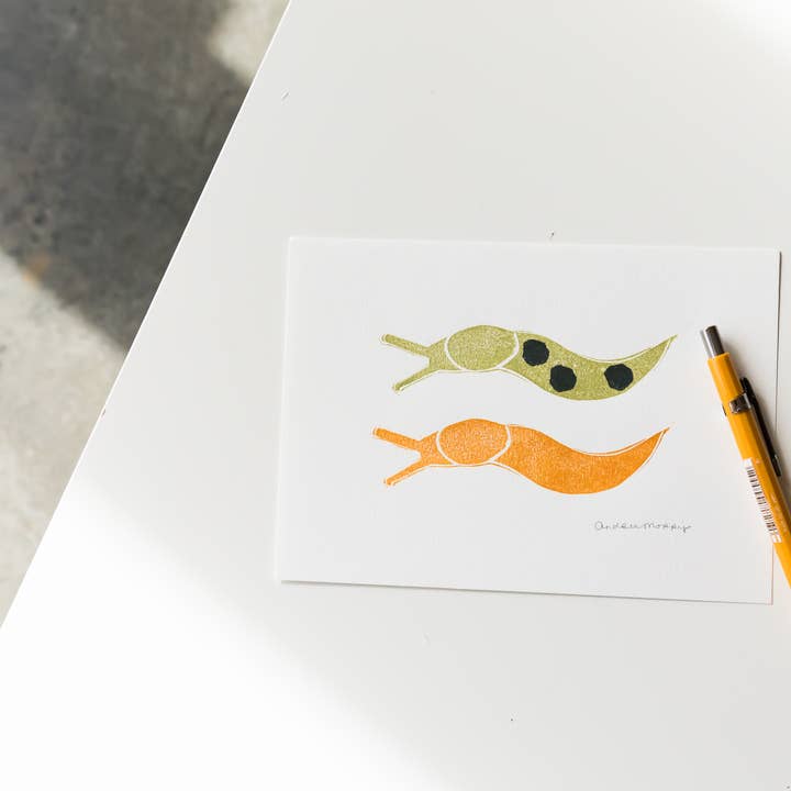 Impression Linogravure Artisanale "Limaces" pour la vente par Andrea Morris Art