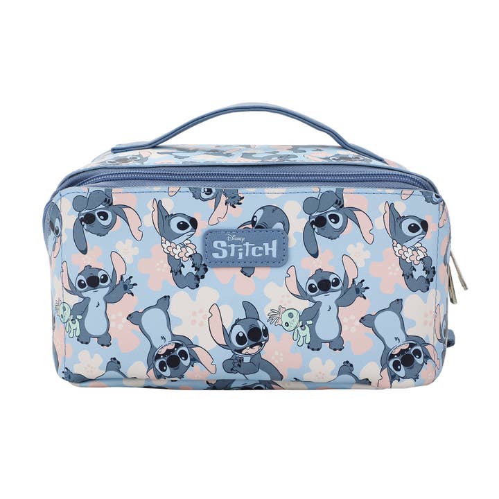 Disney Stitch Floral Print Travel Cosmetic Bag for wholesale by Bioworld Merchandising