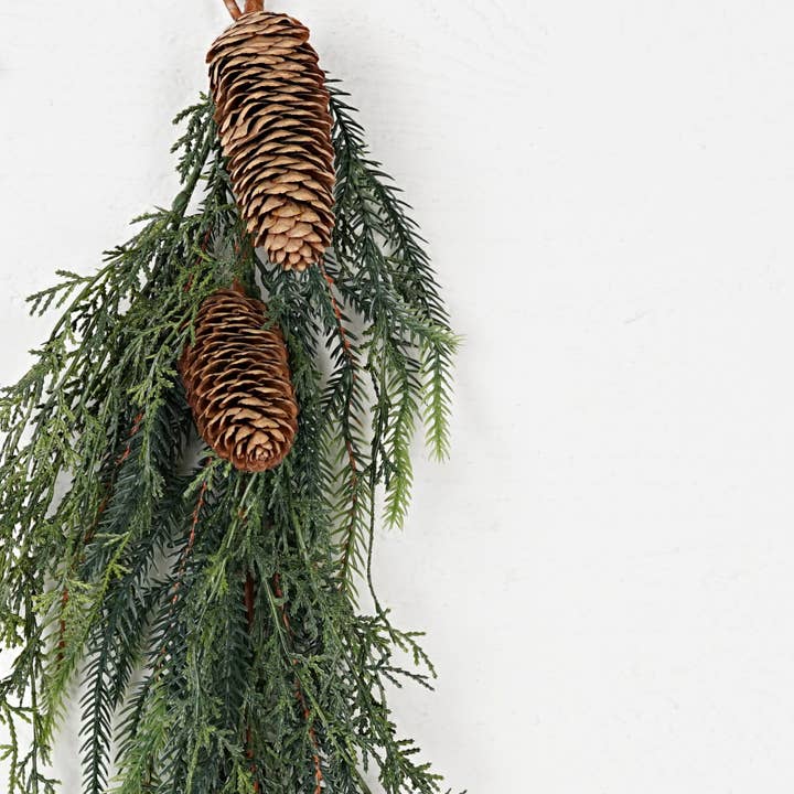 Impressive Enterprises, Inc. - Wholesale Christmas Decoration - 32317- 24inL Teardrop-Dripping mix spruce pine w. pinecones1