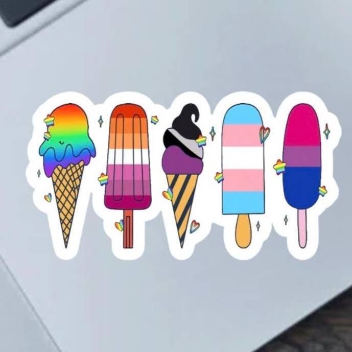 Pride Ice Cream Sticker 2.5" Vinyl Sticker for wholesale by Fable and Flame Co.
