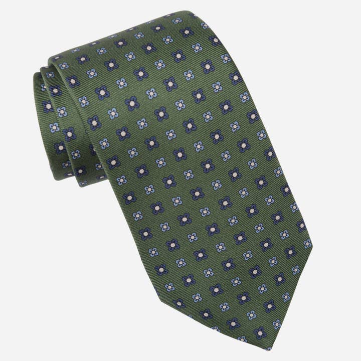 Elizabetta Made in Italy USA - Wholesale Stropdas - Heren - Siracusa - Zijde stropdas met print - Groen2