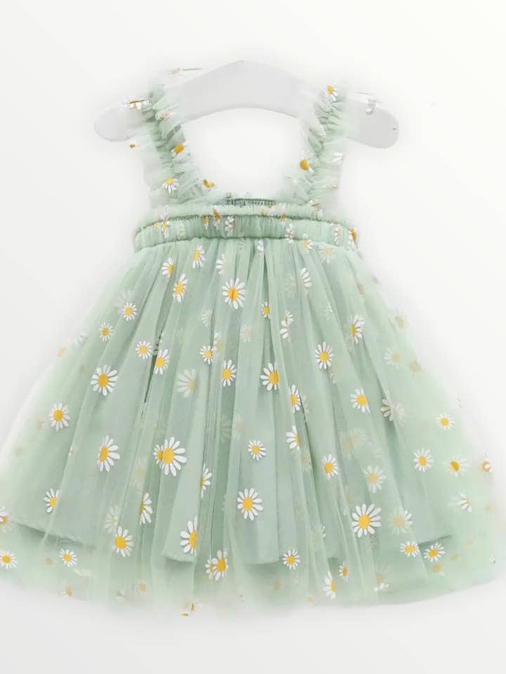 Bodoke Kids Boutique - Wholesale Dress - Kids - Daisy Tulle Dress - Green