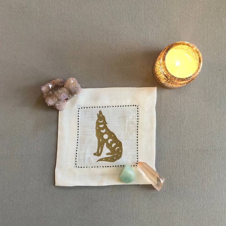 Wishcraft Goods - Wholesale Meditation Supplies - Mystic Moon Wolf Mini Altar Cloth
