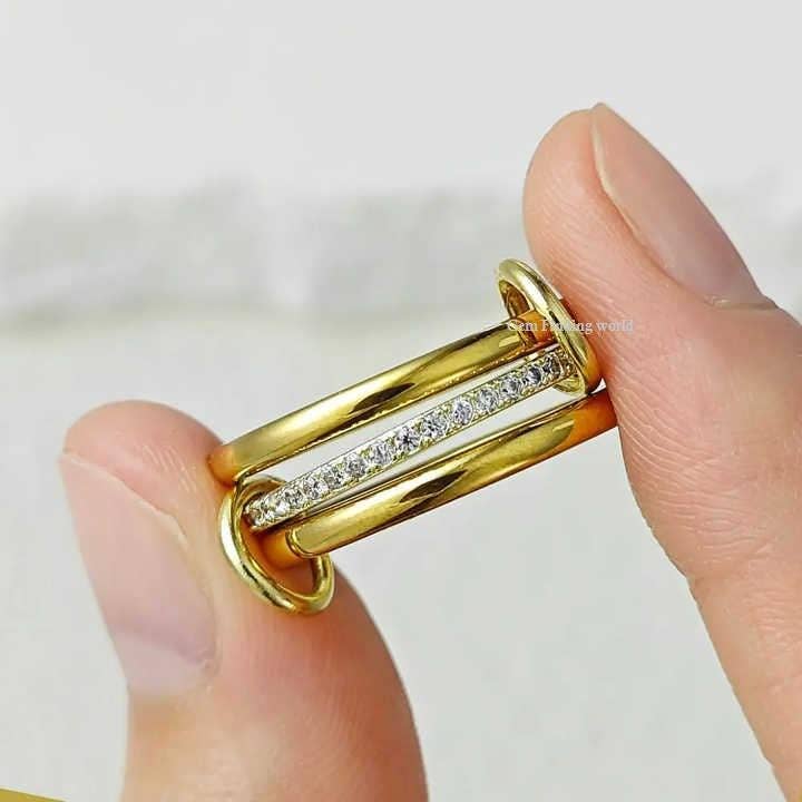 925 zilver vergulde zirkonia eeuwigheidsringenset voor wholesale door Rishi Jewelry