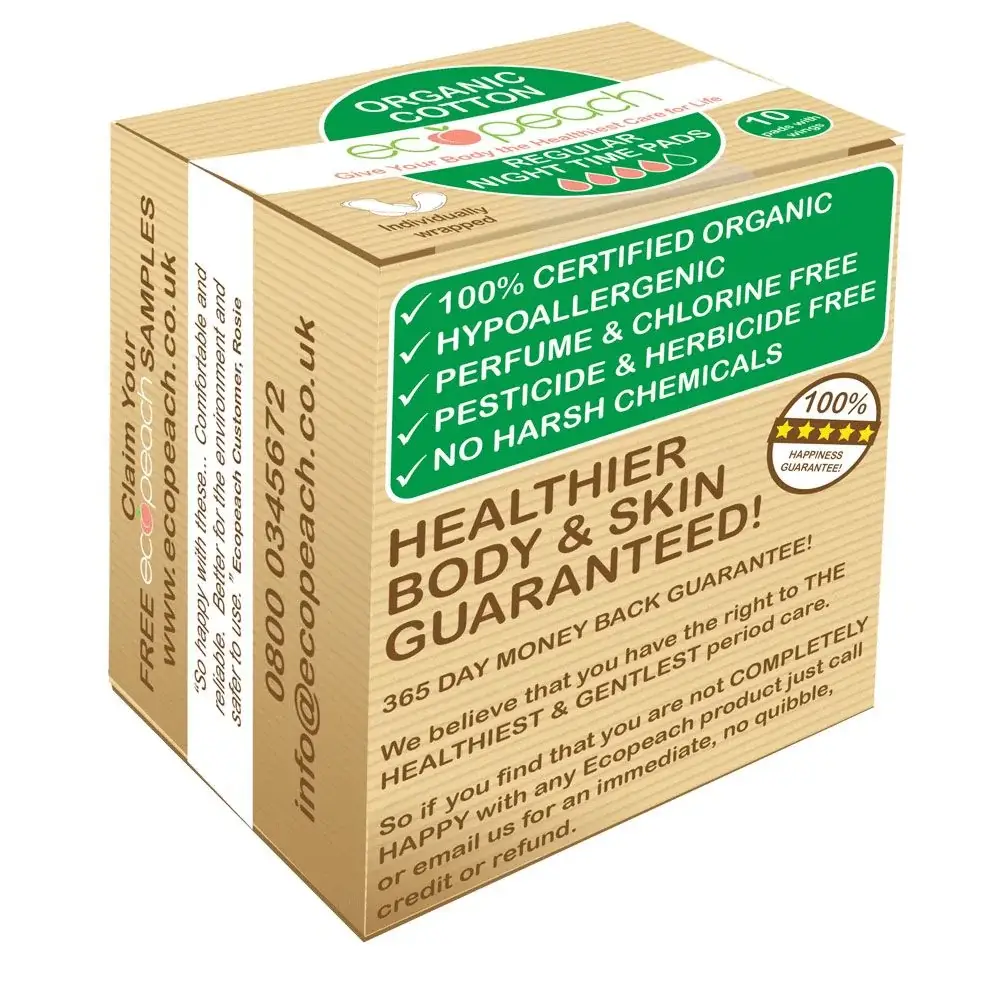 Beaming Baby – wholesale Menstrual pad/liner – Ecopeach Organic Cotton Night Time Pads (10 pads)4