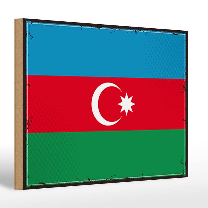 Houten bord met Azerbeidzjaanse vlag 30x20cm Retro Azerbaijan voor wholesale door Femer
